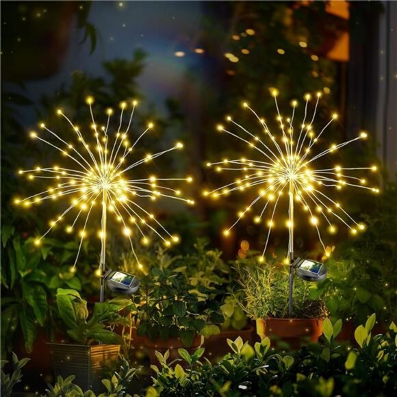 Solar Garden Firework Lights Decor Waterproof 2 Pack,120 Led Solar Powered - Picture 1 of 7